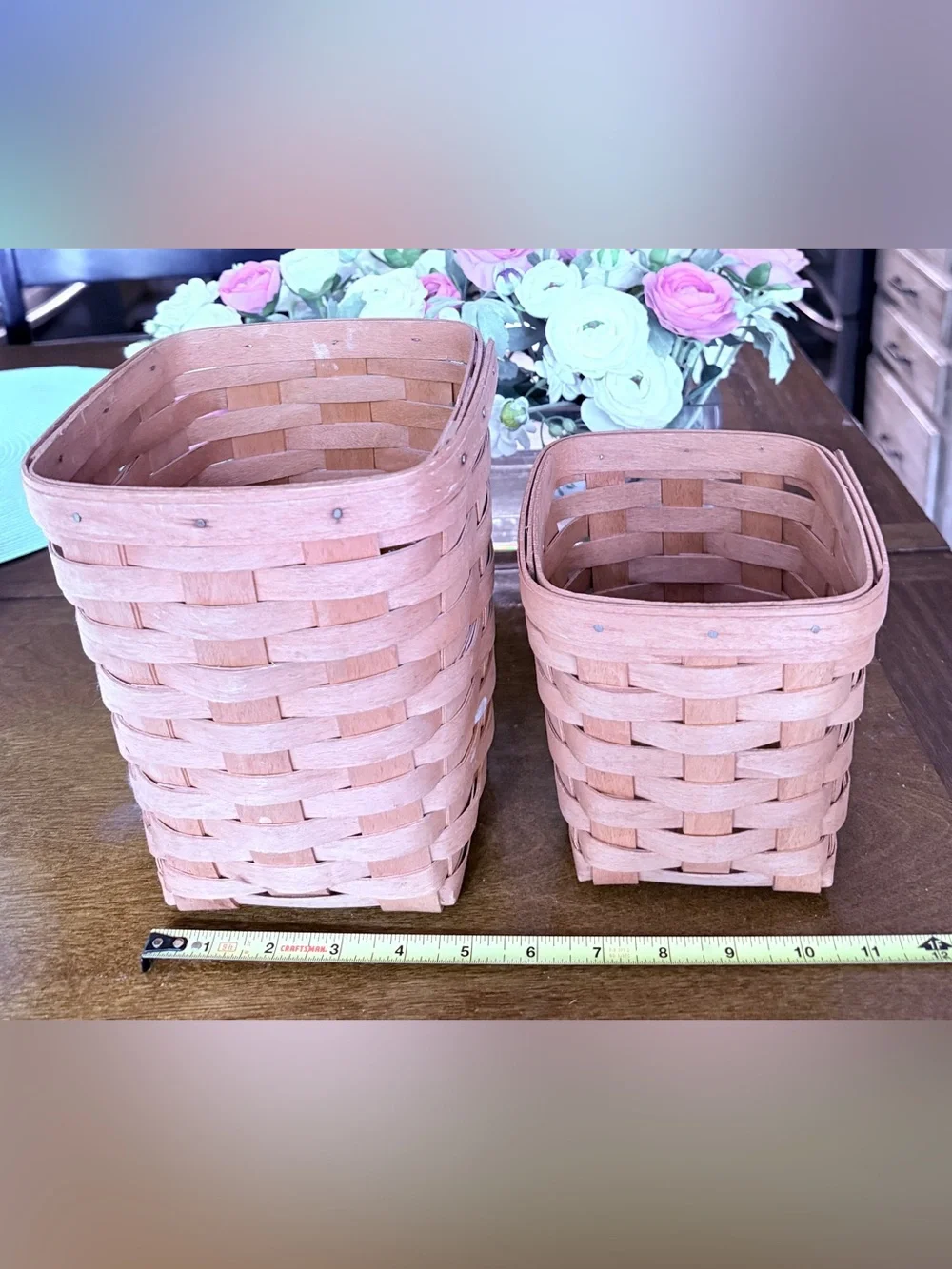 Vintage Longaberger Basket Set of 2 Large 1996 Small 1994 Signed Woven